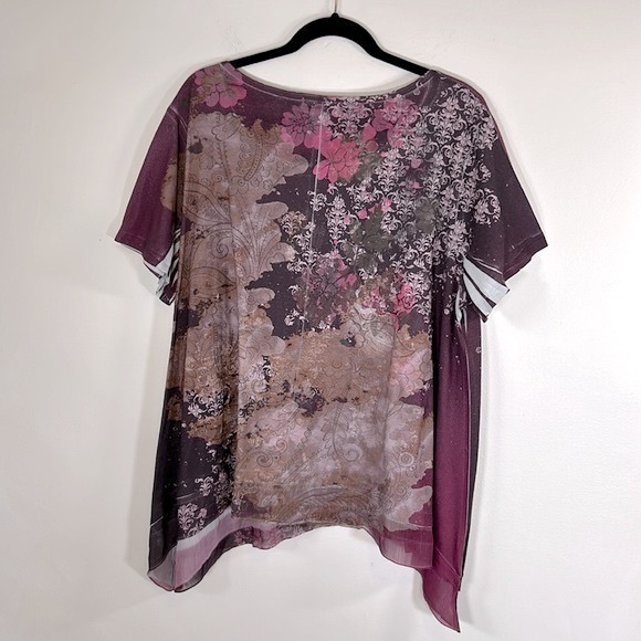 Fashion Bug Vintage Y2K Embellished Flowy Handkerchief Hem Women’s Size 2X Top - Picture 9 of 14